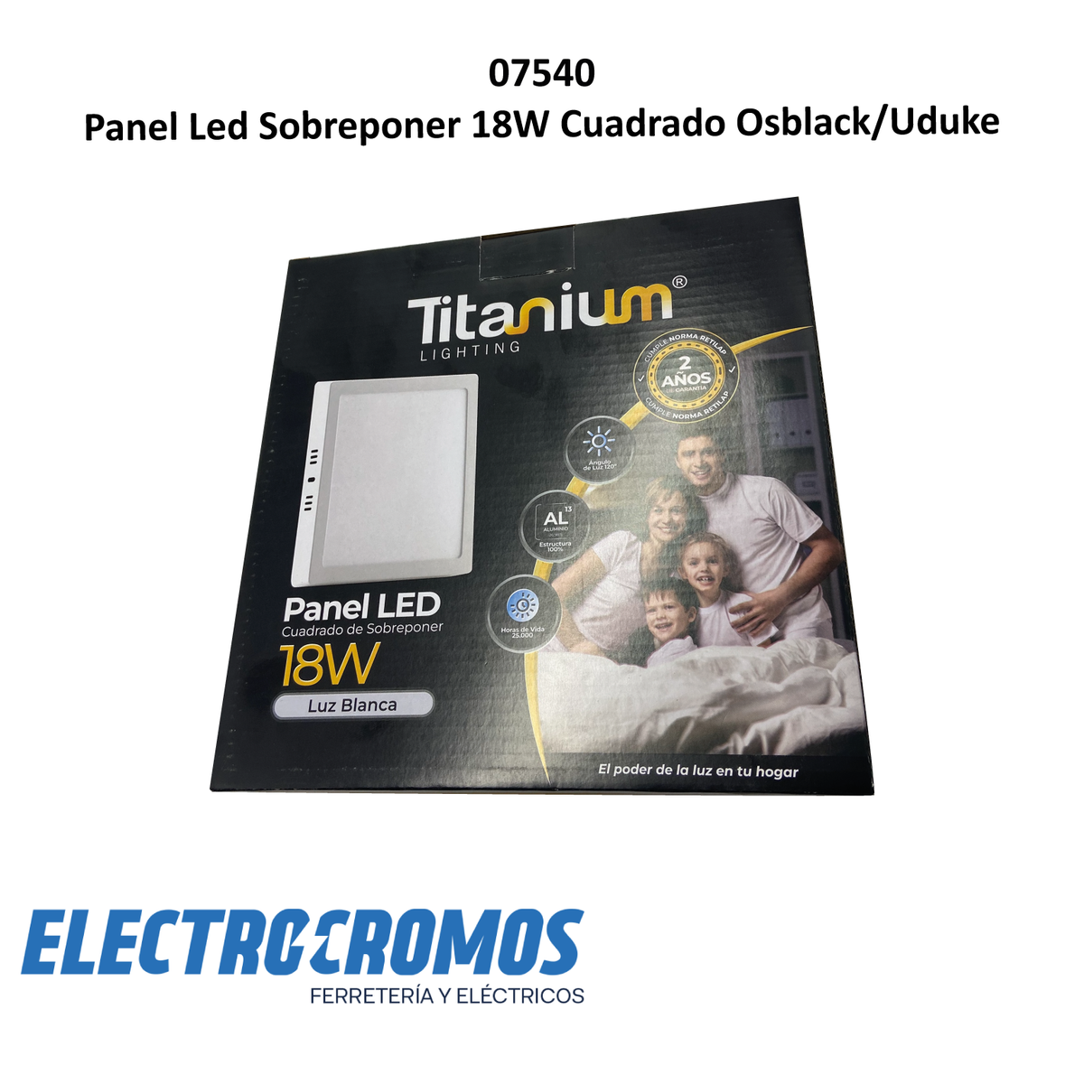 Panel Led Sobreponer 18W Cuadrado Osblack/Uduke