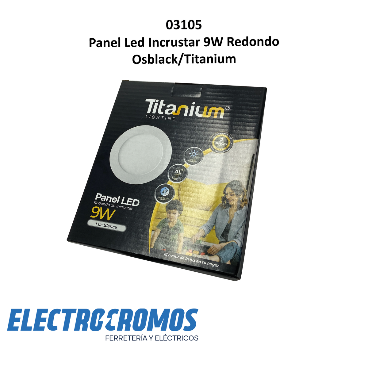 Panel Led Incrustar 9W Redondo Osblack/Titanium