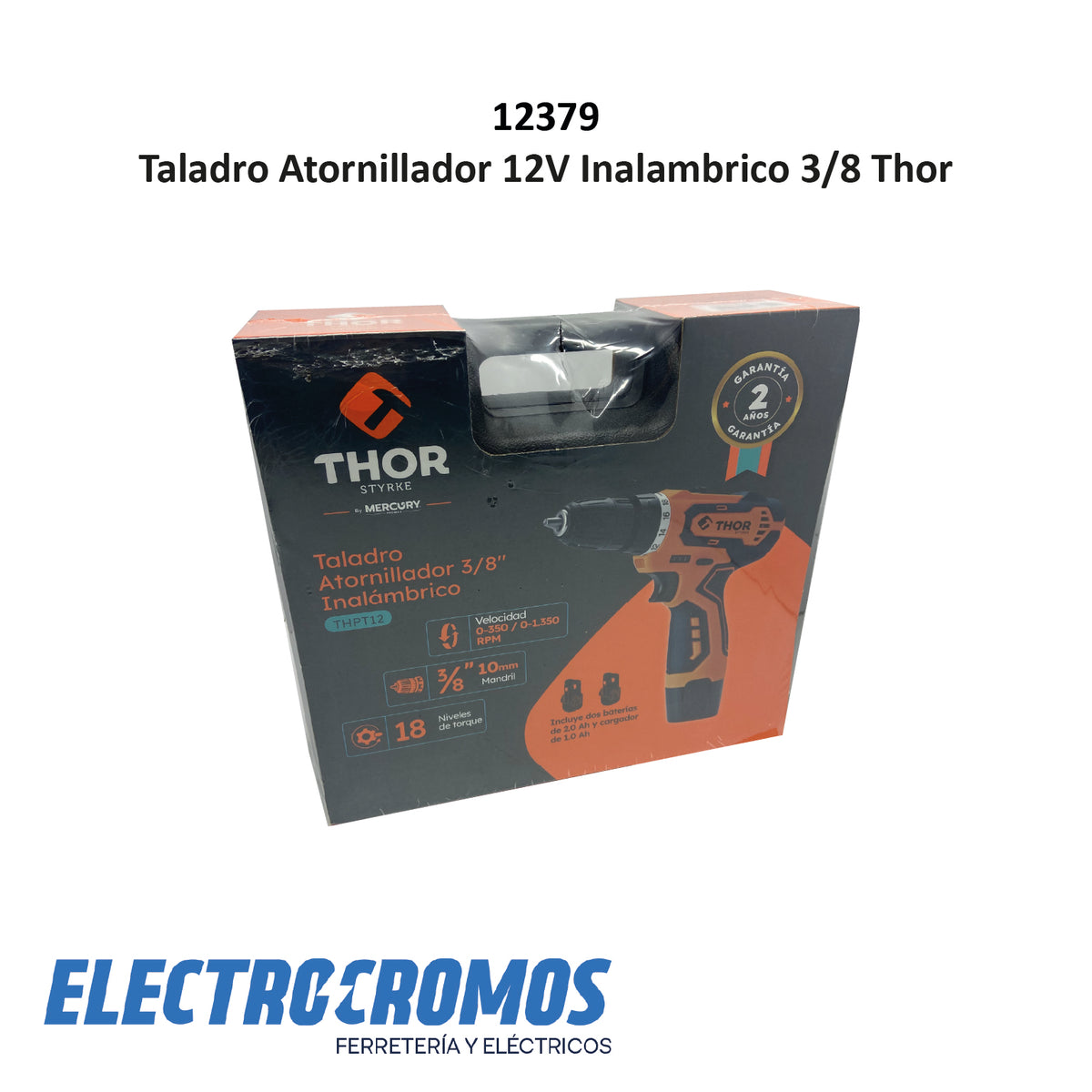 Taladro Atornillador 12V Inalambrico 3/8 Thor