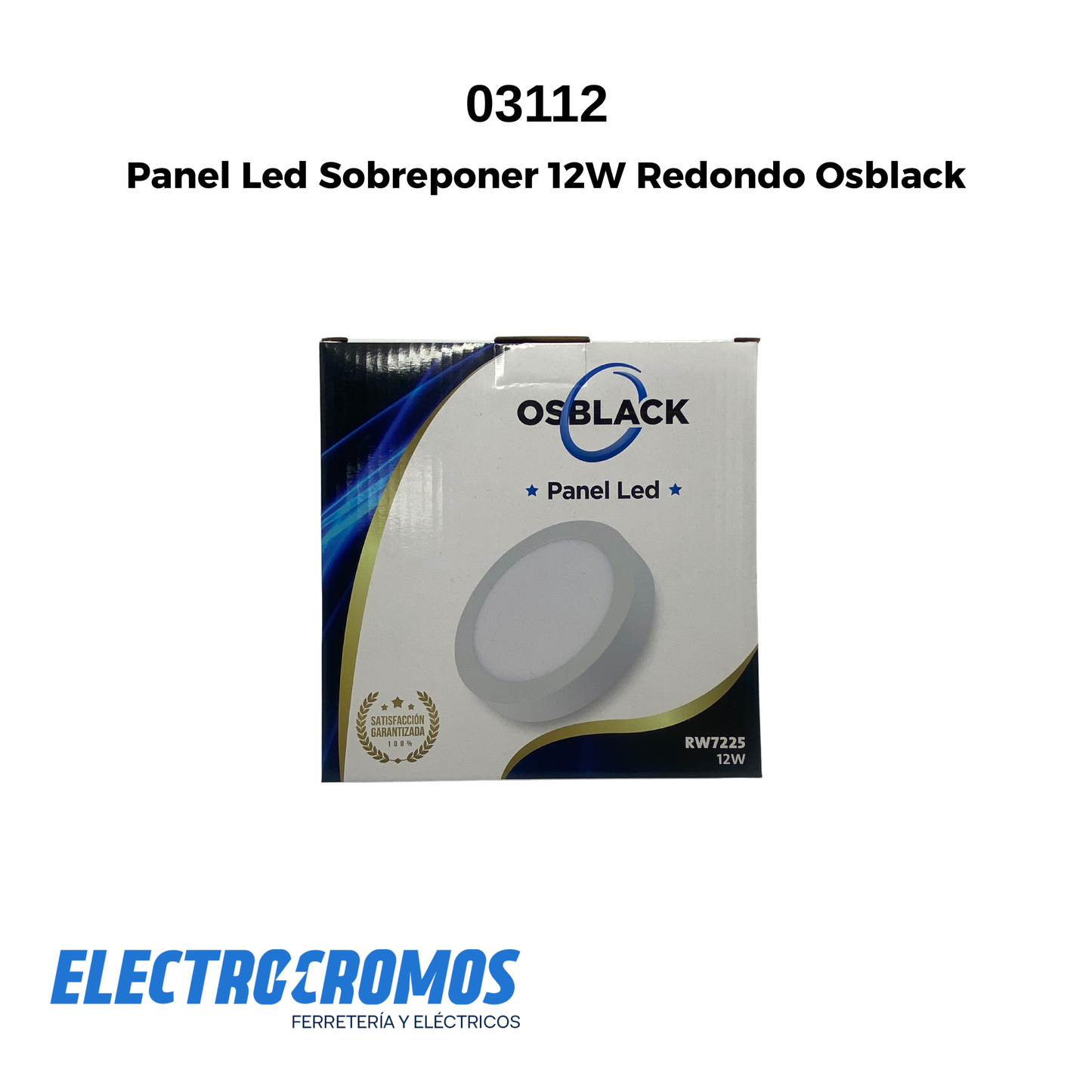 Panel Led Sobreponer 12W Redondo Osblack