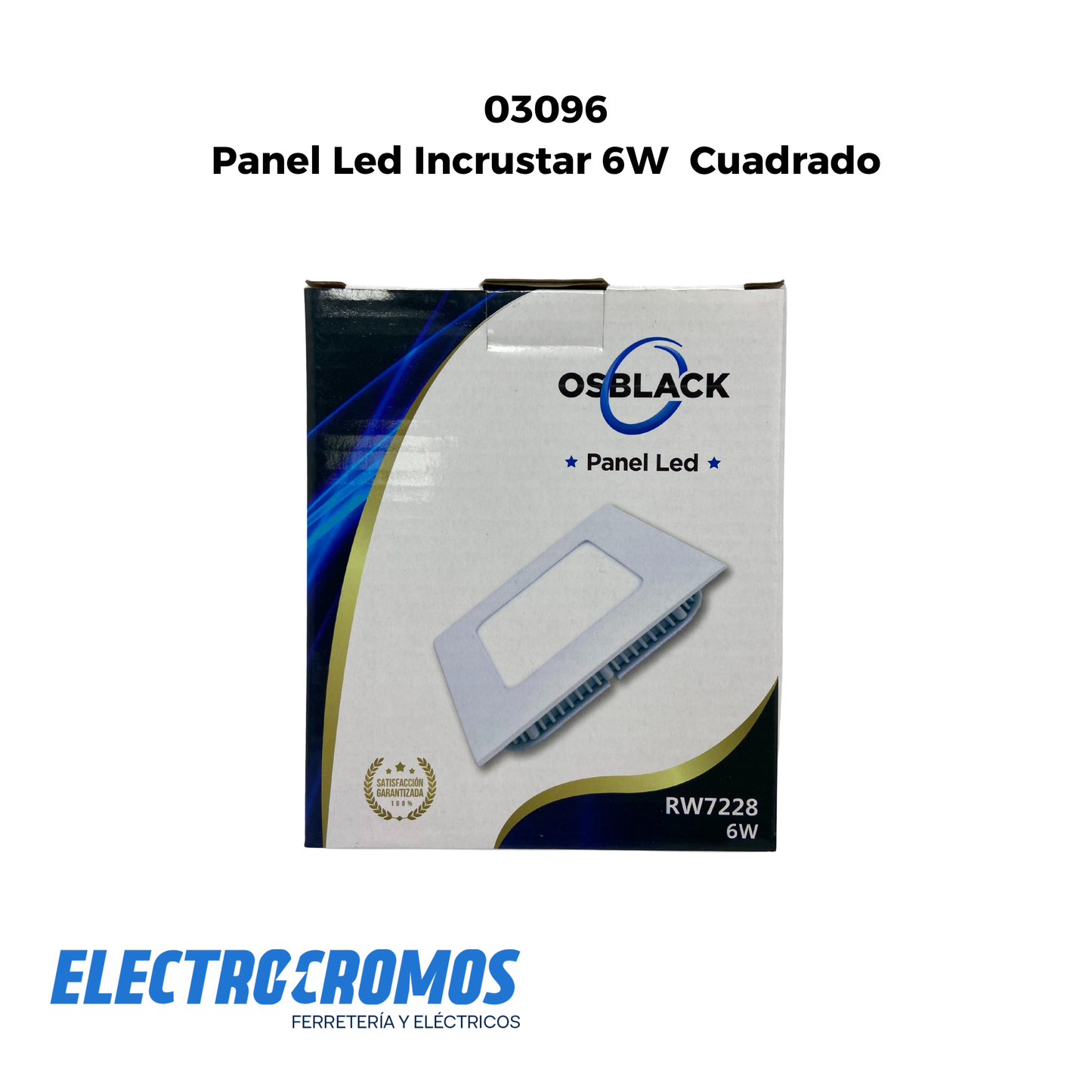 Panel Led Incrustar 6W Cuadrado Osblack/Vati