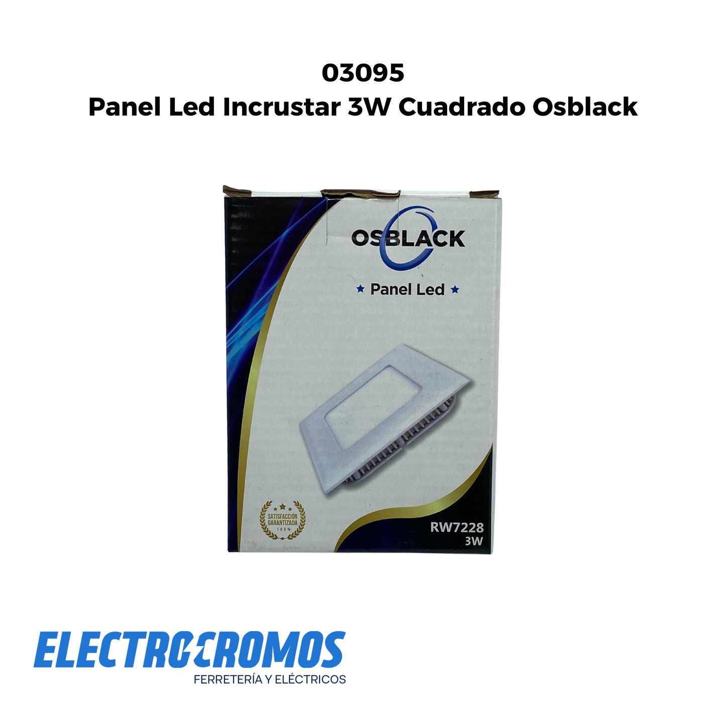 Panel Led Incrustar 3W Cuadrado Osblack