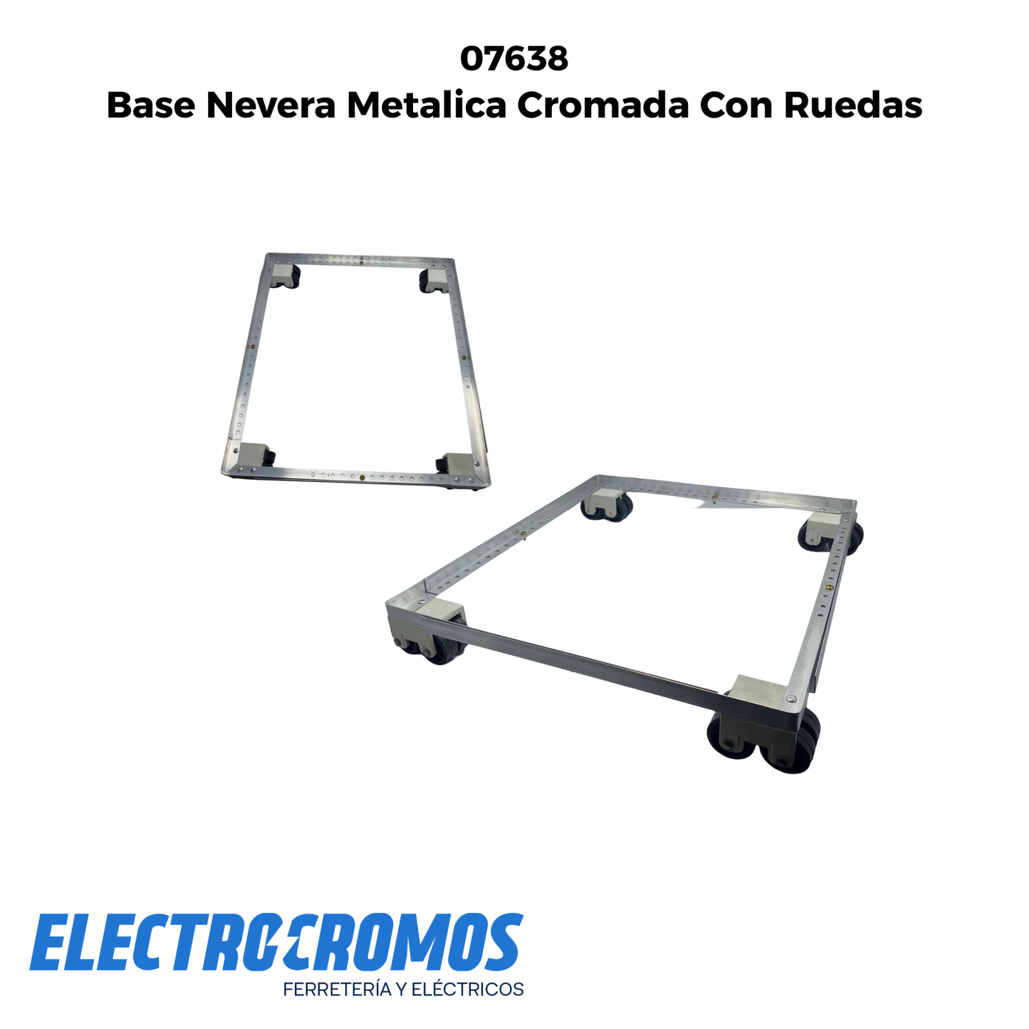 Base Nevera Metalica Cromada Con Ruedas