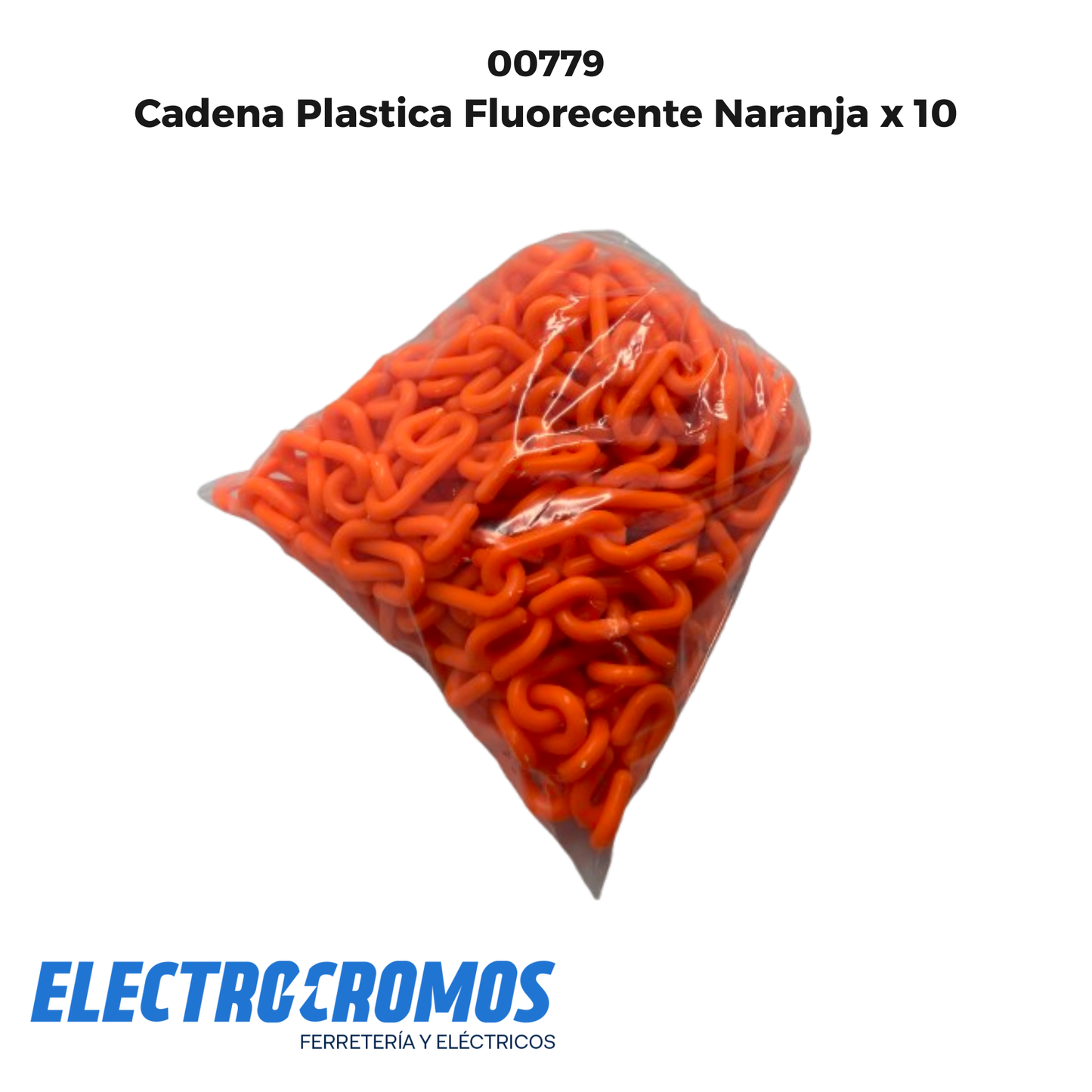 Cadena Plastica Fluorecente Naranja x 10