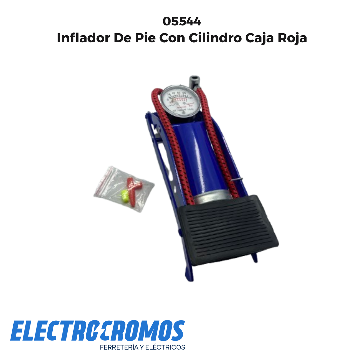 Inflador De Pie Con Cilindro Caja Roja