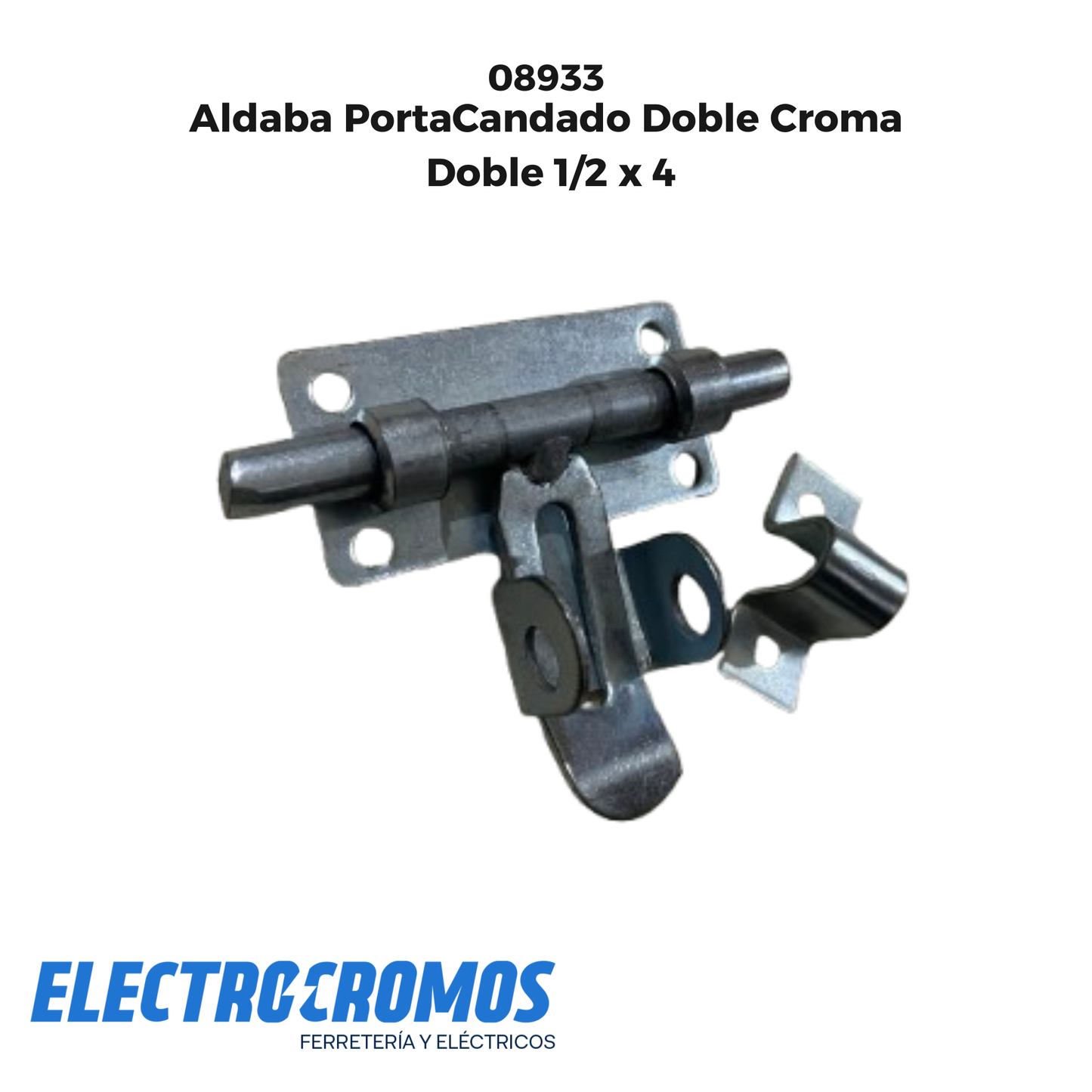 Aldaba PortaCandado Doble Croma Doble 1/2 x 4