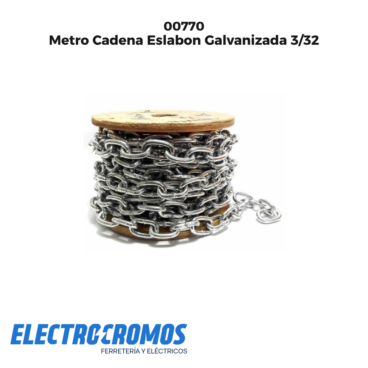 Metro Cadena Eslabon Galvanizada 3/32