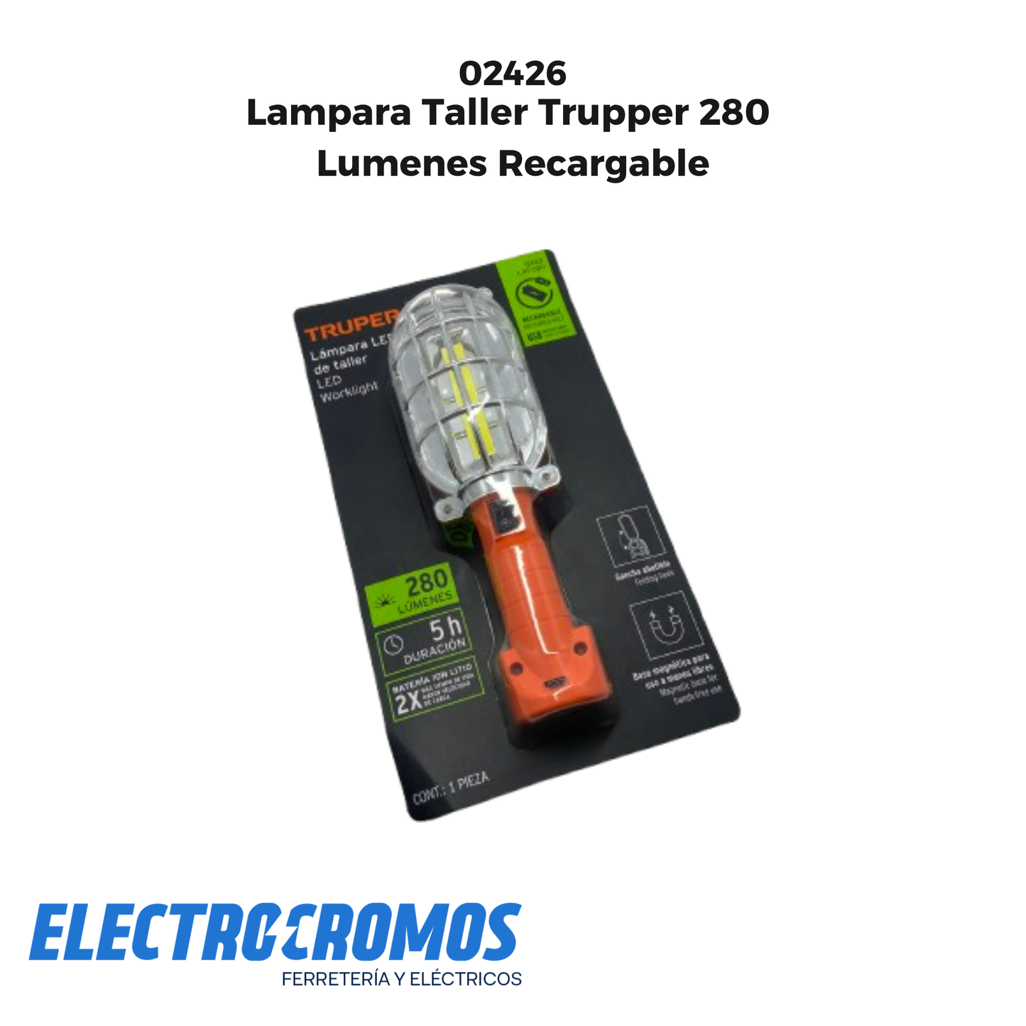 Lampara Taller Trupper 280 Lumenes Recargable
