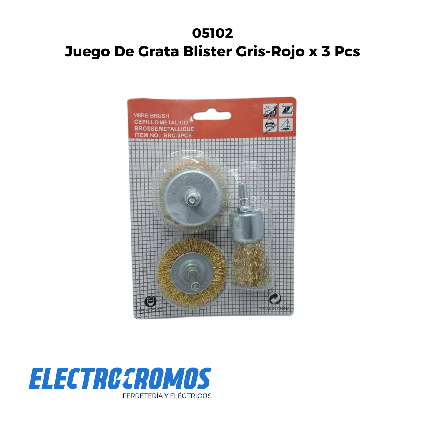 Juego De Grata Blister Gris-Rojo x 3 Pcs
