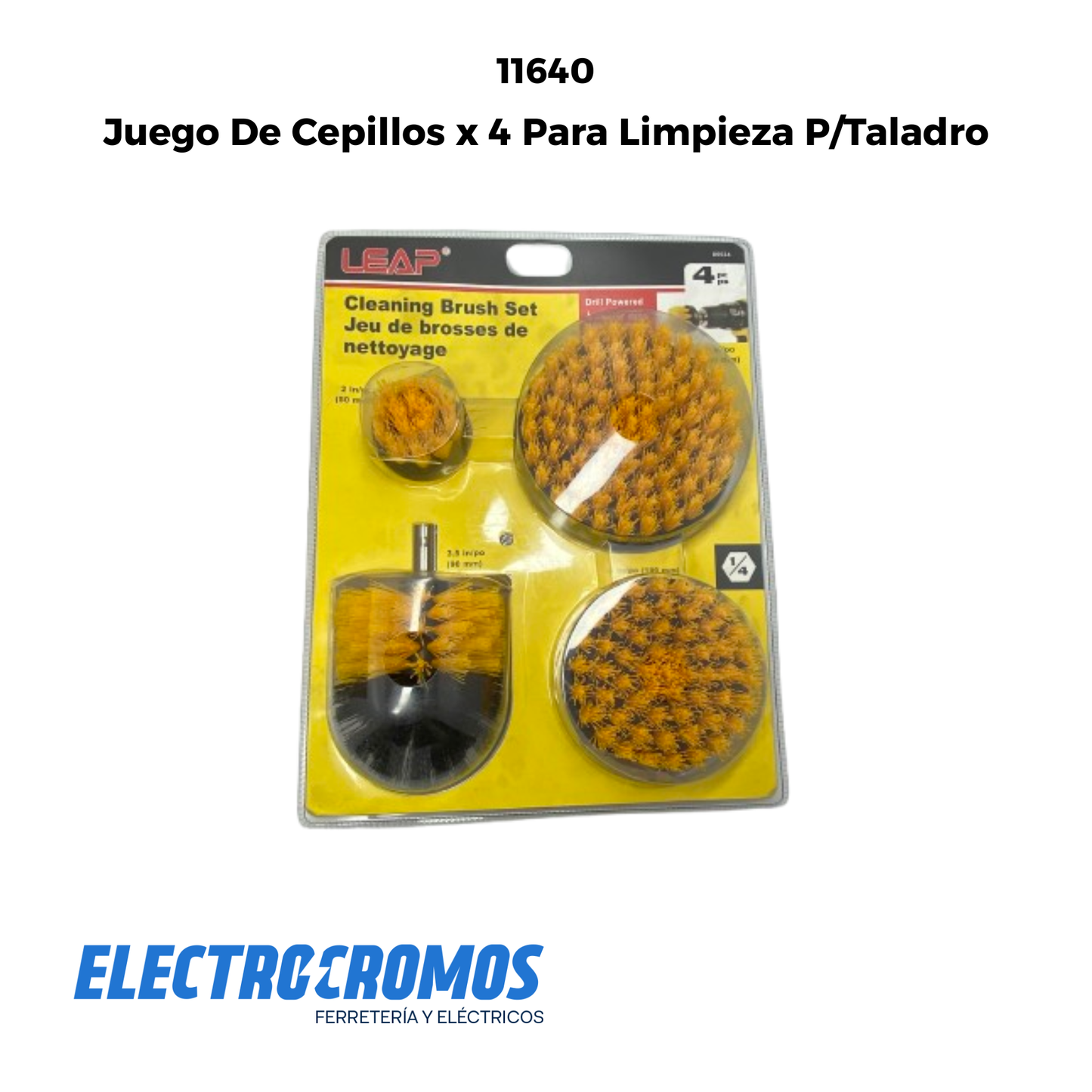 Juego De Cepillos x 4 Para Limpieza P/Taladro Leap