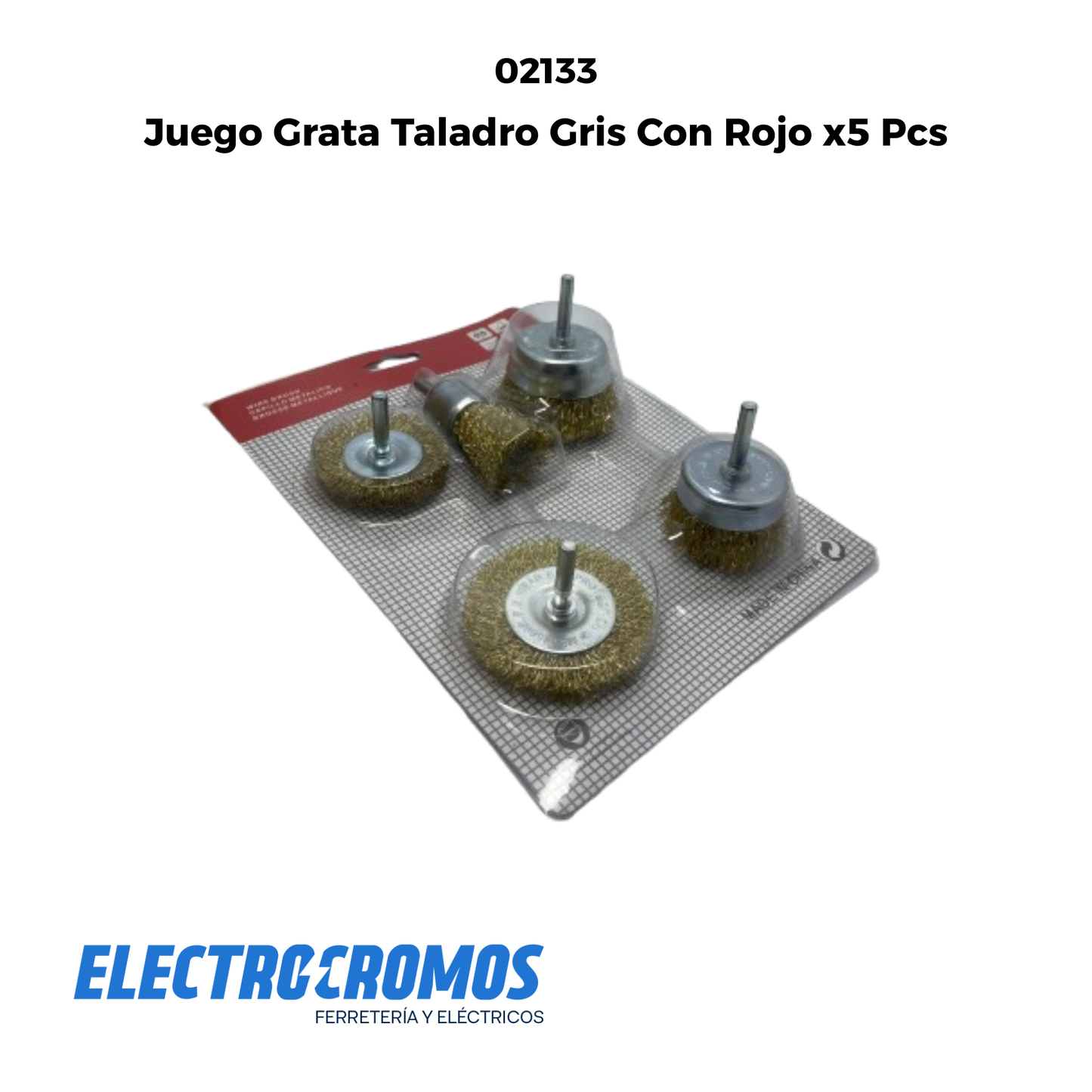 Juego Grata Taladro Gris Con Rojo x5 Pcs