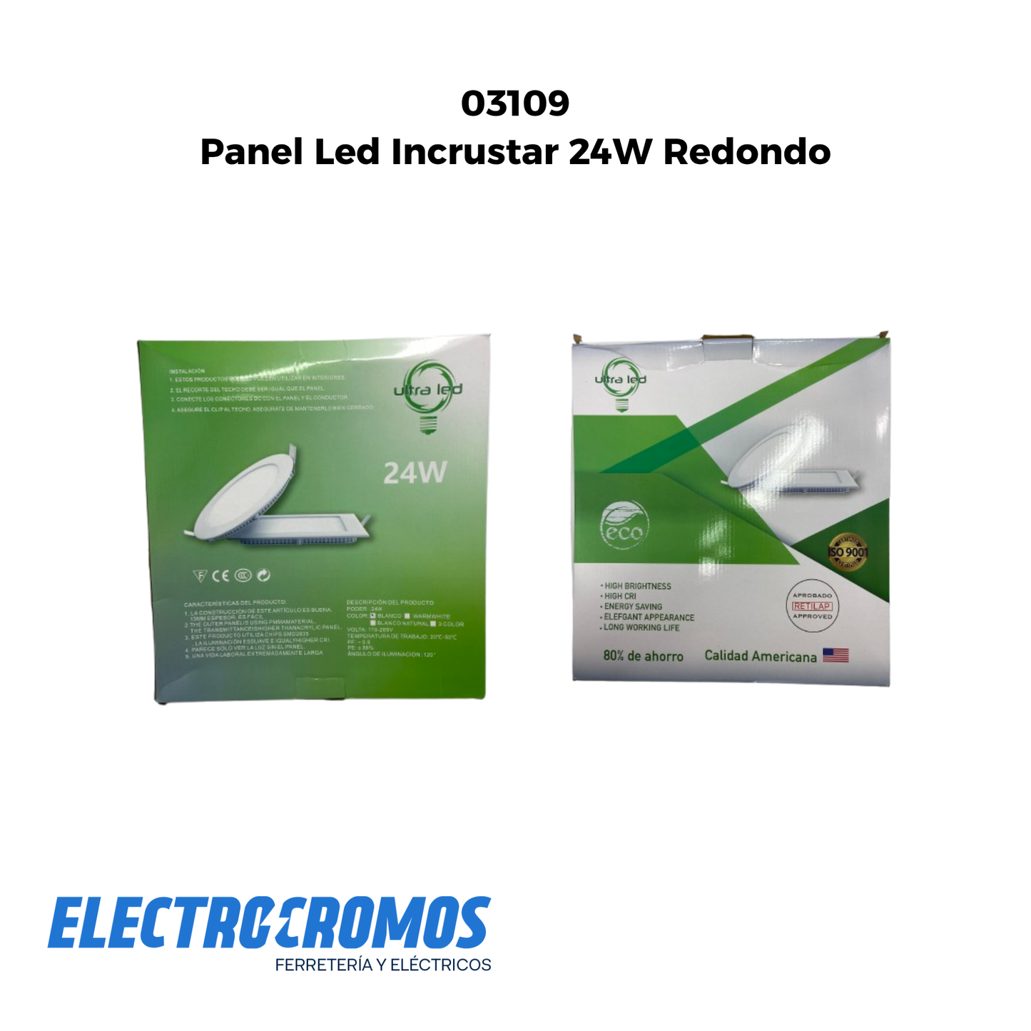 Panel Led Incrustar 24W Redondo Osblack/Ultra Led/Sekuro