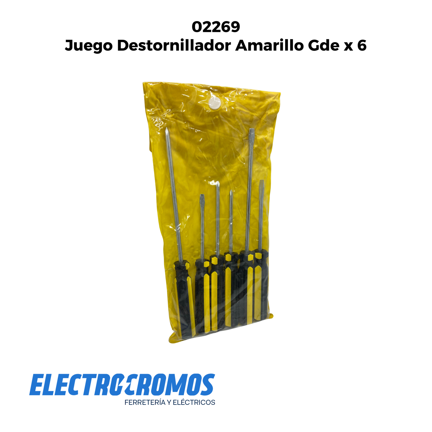 Juego Destornillador Amarillo Gde x 6