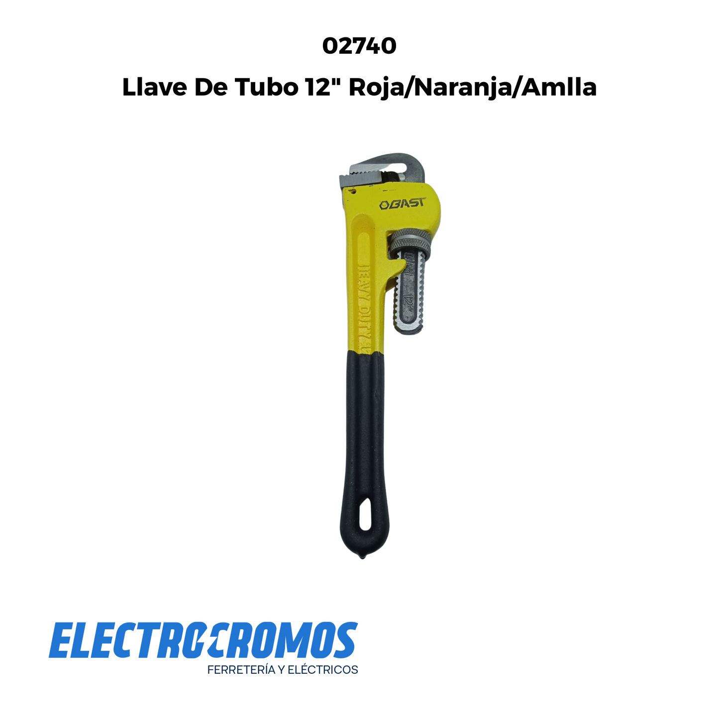 Llave De Tubo 12" Roja/Naranja/Amlla