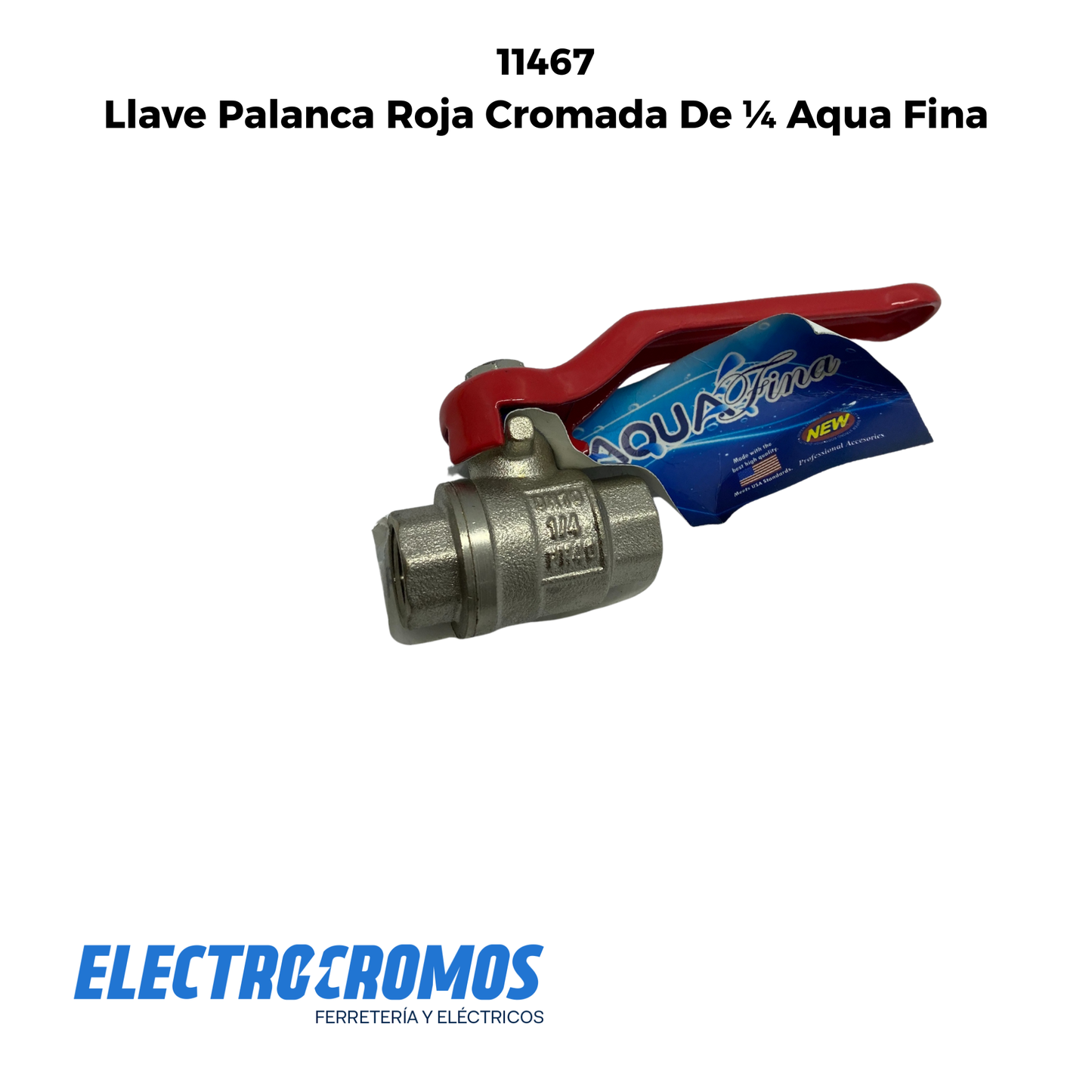 Llave Palanca Roja Cromada De ¼ Aqua Fina