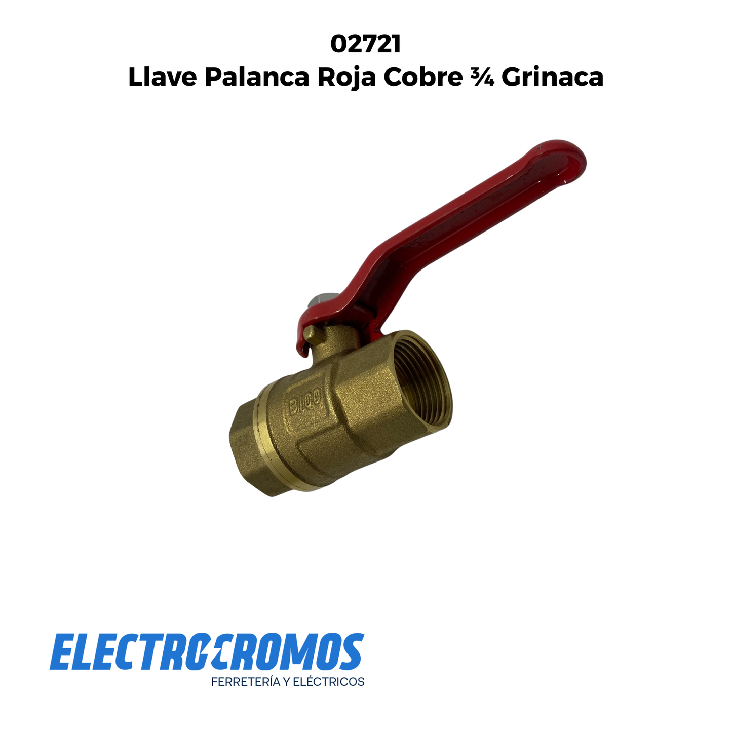 Llave Palanca Roja Cobre ¾ Grinaca