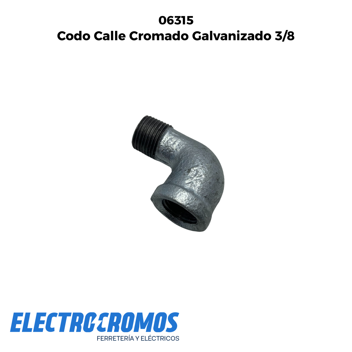 Codo Calle Cromado Galvanizado 3/8