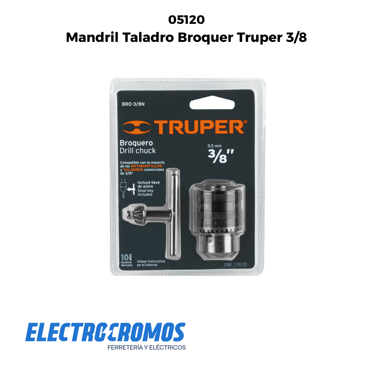 Mandril Taladro Broquer Truper 3/8