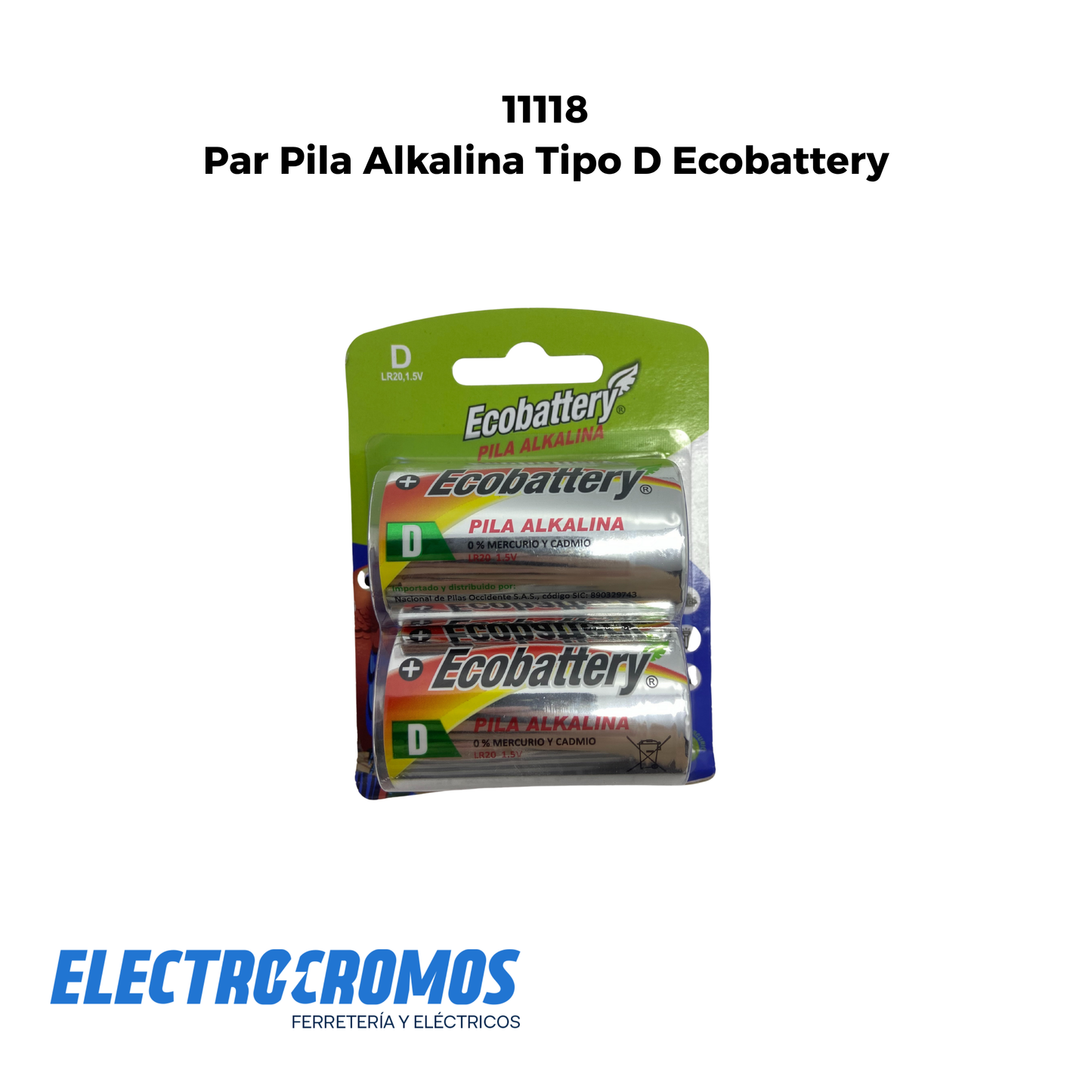 Par Pila Alkalina Tipo D Ecobattery