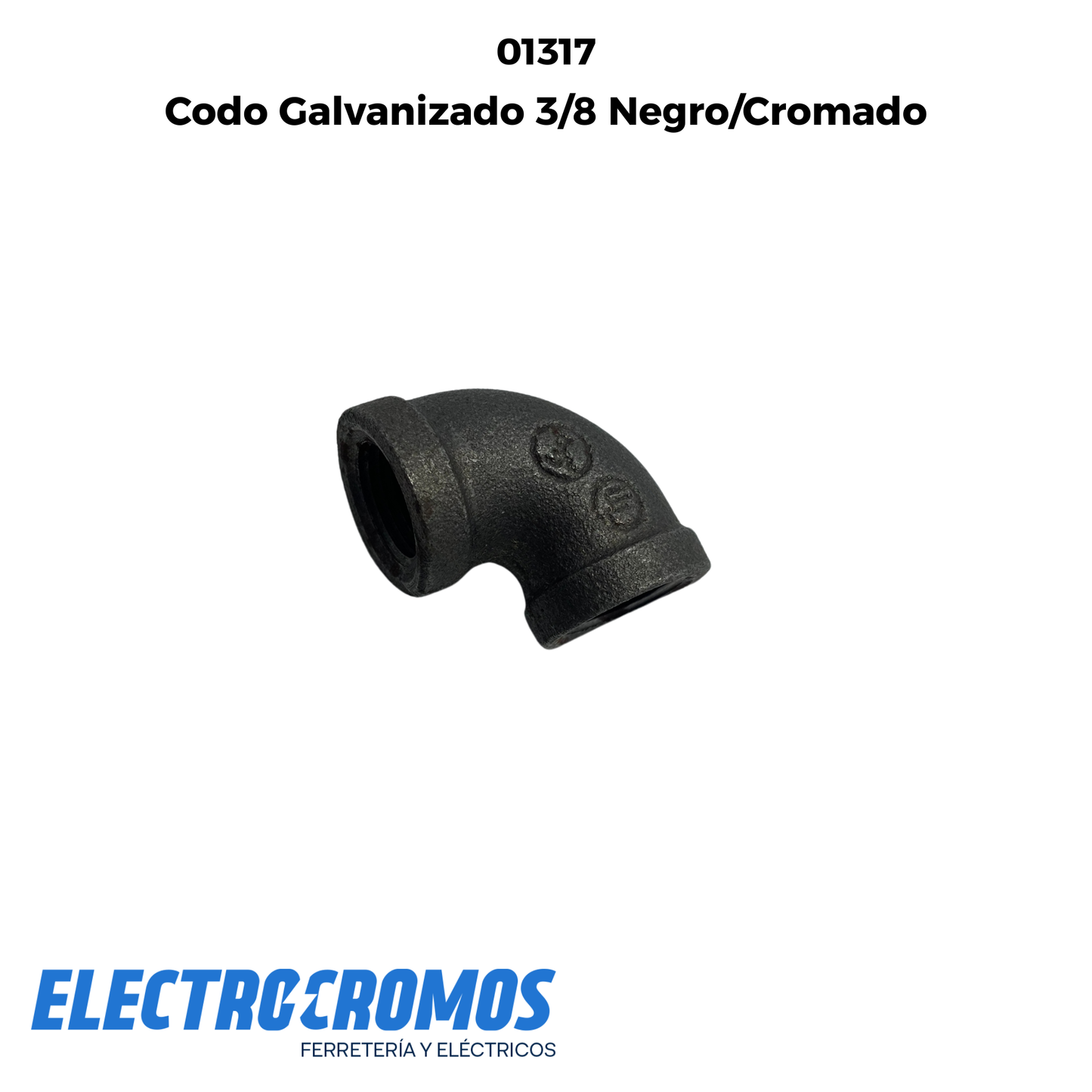 Codo Galvanizado 3/8 Negro/Cromado