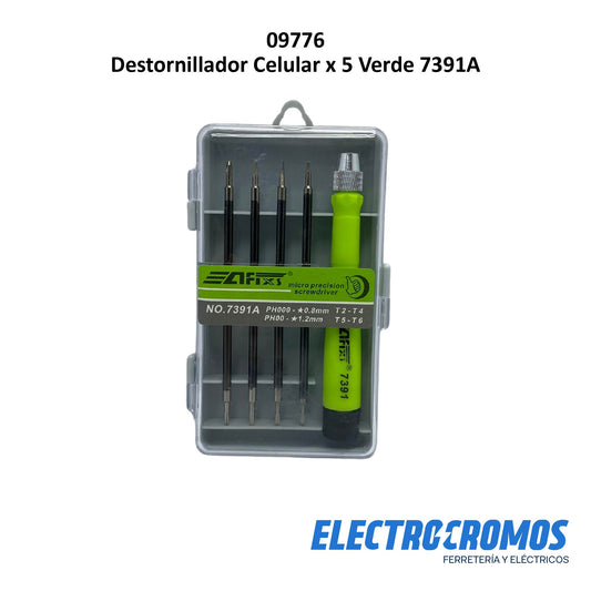 Destornillador Celular x 5 Verde 7391A