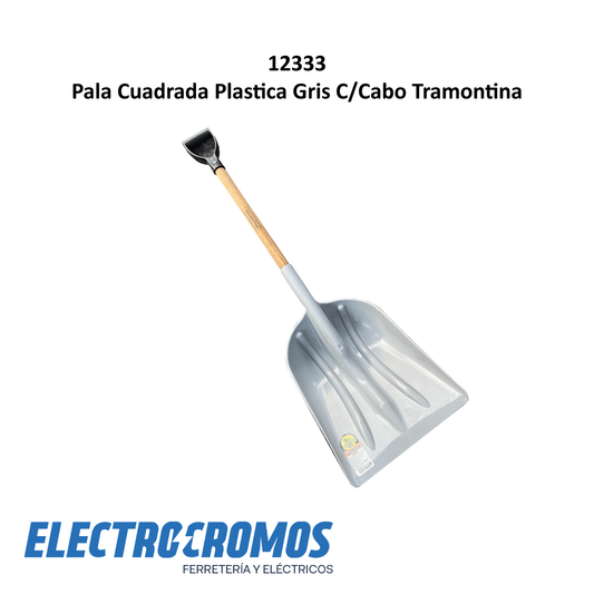 Pala Cuadrada Plastica Gris C/Cabo Tramontina
