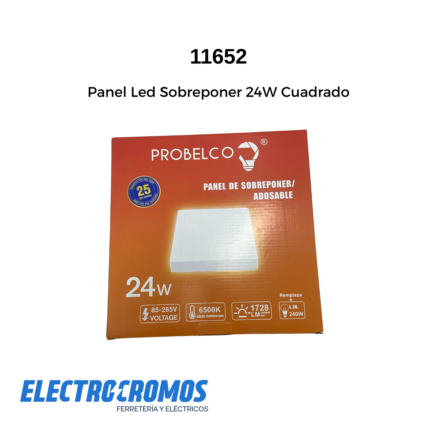 Panel Led Sobreponer 24W Cuadrado Osblack/Probelco