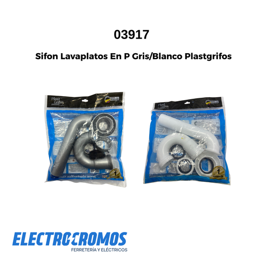 Sifon Lavaplatos En P Gris/Blanco Plastgrifos