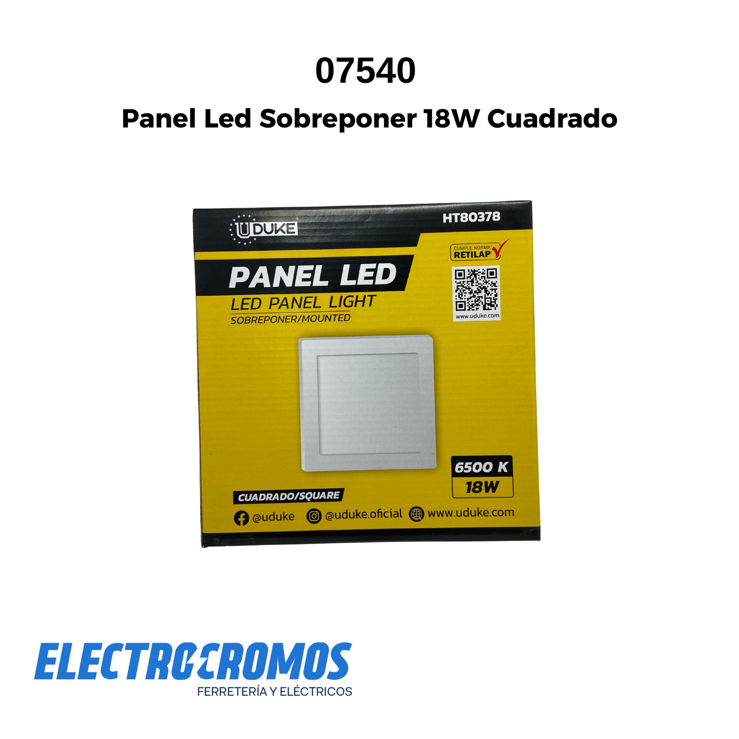 Panel Led Sobreponer 18W Cuadrado Osblack/Uduke