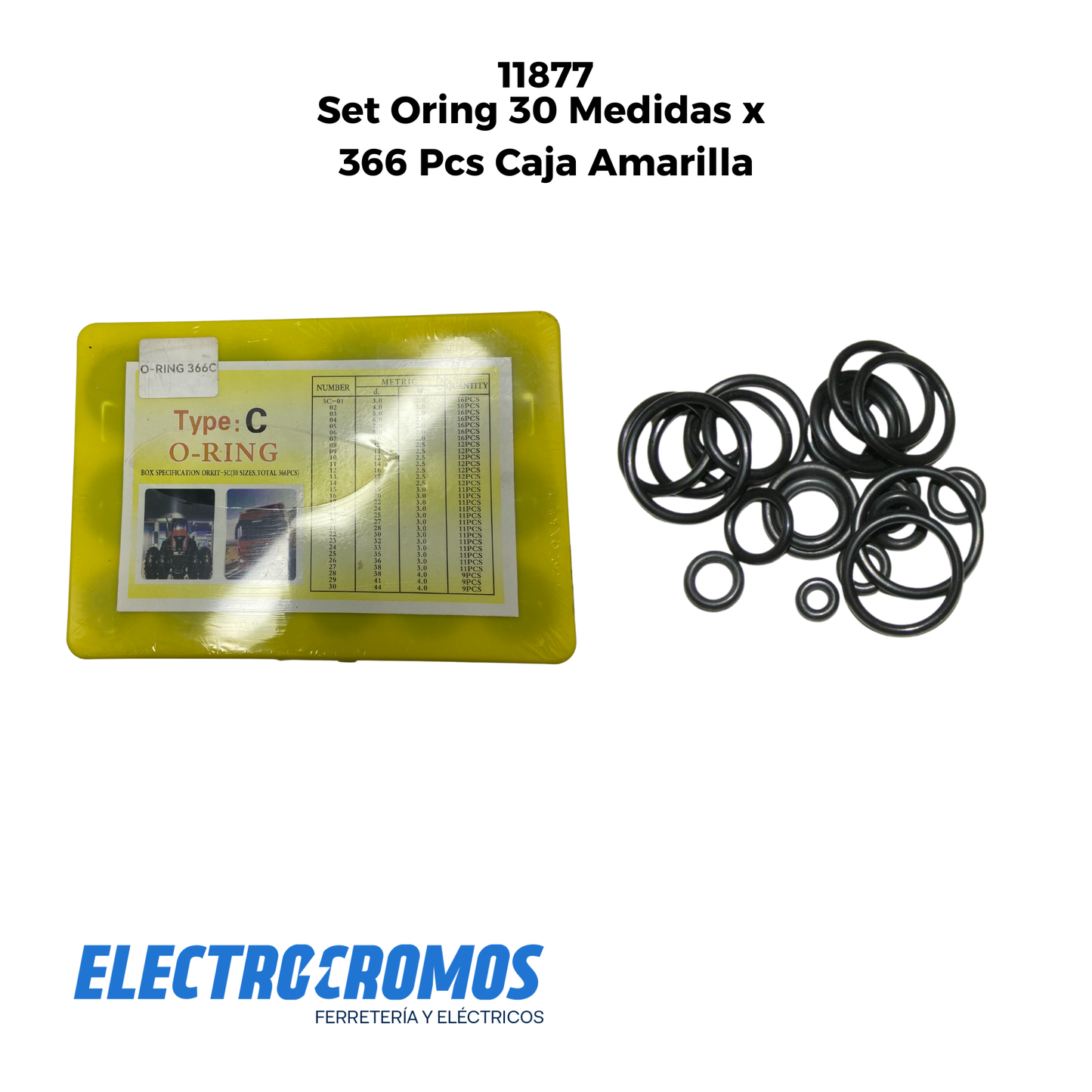 Set Oring 30 Medidas x 366 Pcs Caja Amarilla