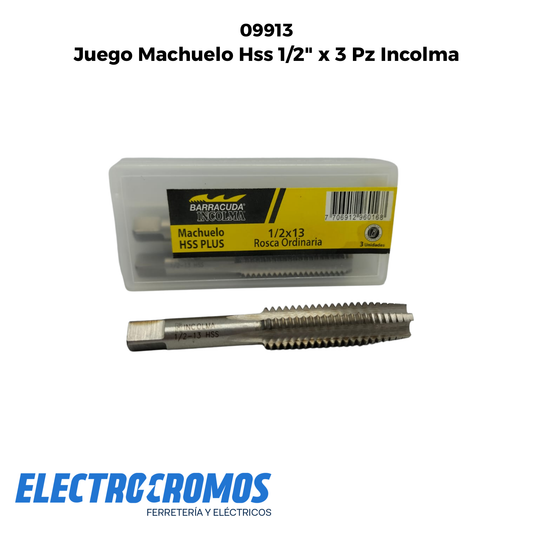 Juego Machuelo Hss 1/2" x 3 Pz Incolma