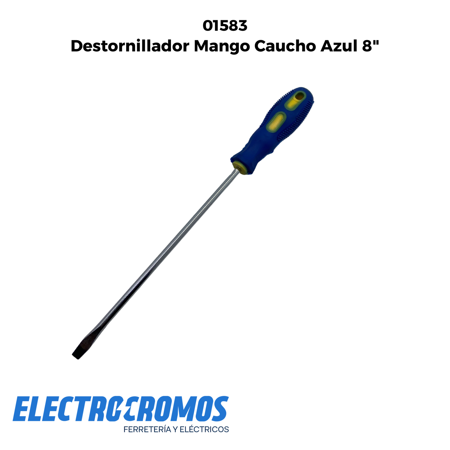 Destornillador Mango Caucho Azul 8"