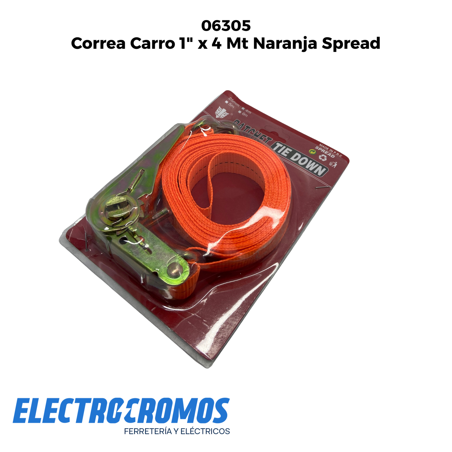 Correa Carro 1" x 4 Mt Naranja Spread C005