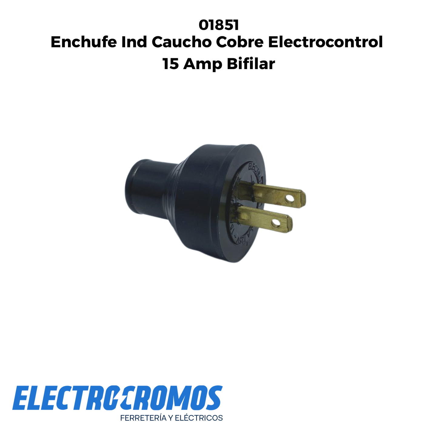 Enchufe Ind Caucho Cobre Electrocontrol 15 Amp Bifilar
