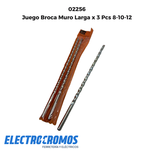Juego Broca Muro Larga x 3 Pcs 8-10-12