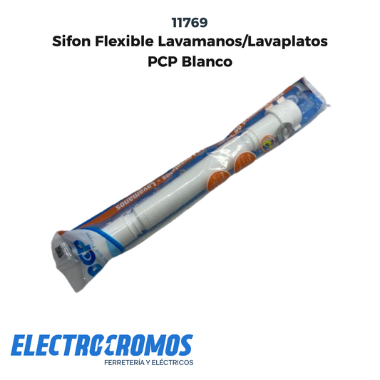 Sifon Flexible Lavamanos/Lavaplatos PCP Blanco