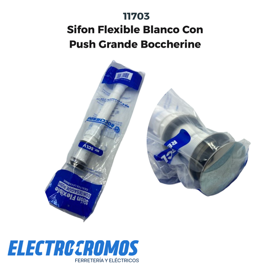 Sifon Flexible Blanco Con Push Grande Boccherine