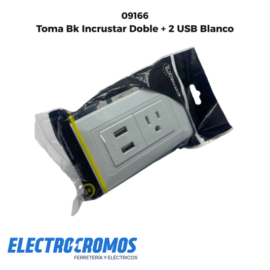 Toma Bk Incrustar Doble + 2 USB Blanco
