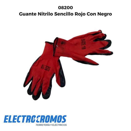 Guante Nitrilo Sencillo Rojo Con Negro
