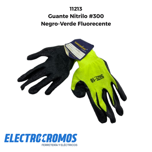 Guante Nitrilo #300 Negro-Fluorecente