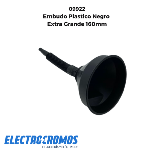 Embudo Plastico Negro Extra Grande 160mm