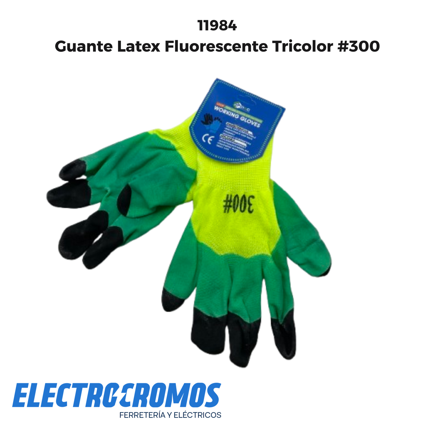 Guante Latex Fluorescente Tricolor #300
