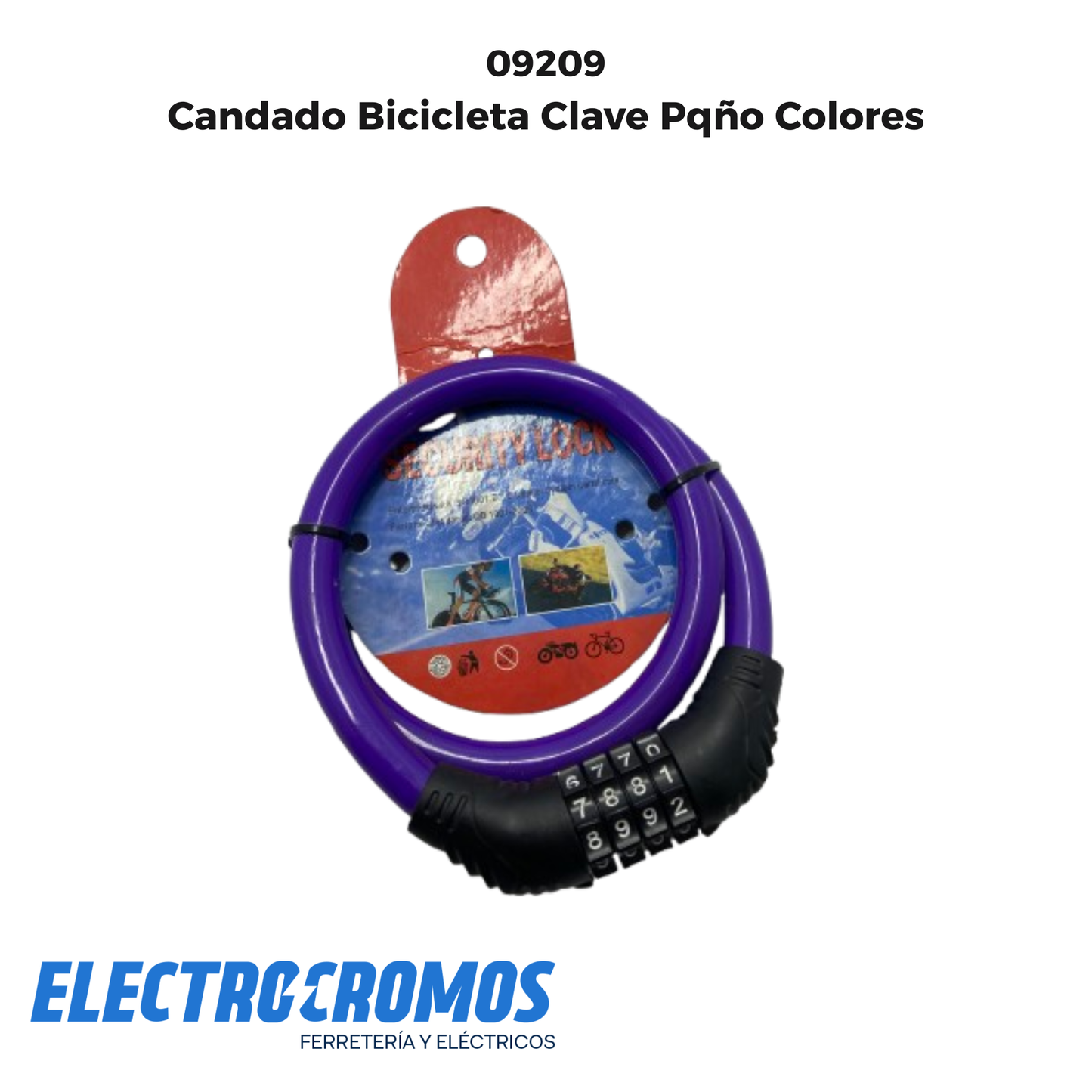 Candado Bicicleta Clave Pqño Colores