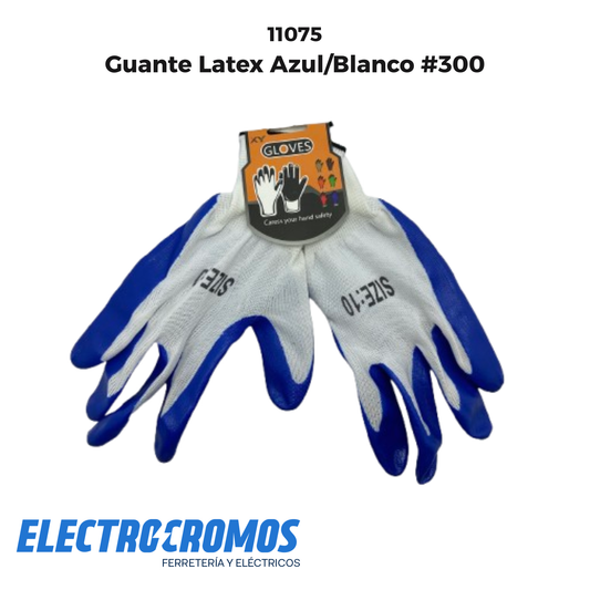 Guante Latex Azul/Blanco #300