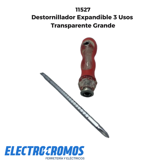 Destornillador Expandible 3 Usos Transparente Grande