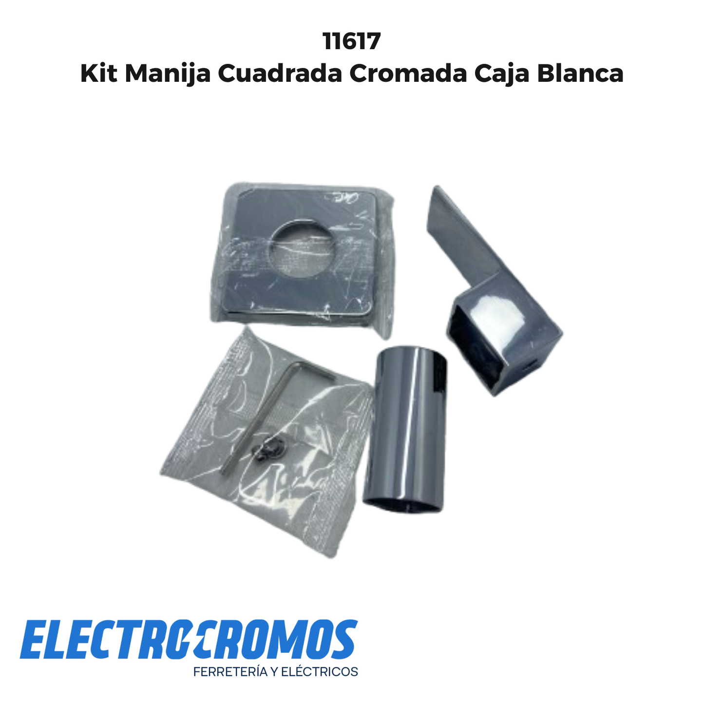 Kit Manija Cuadrada Cromada Caja Blanca