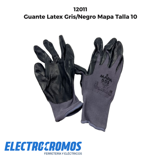 Guante Latex Gris/Negro Mapa/Hs T/10