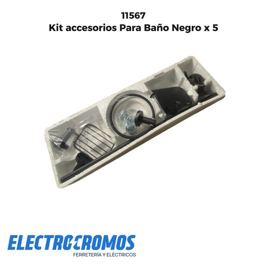 Kit accesorios Para Baño Negro x 5
