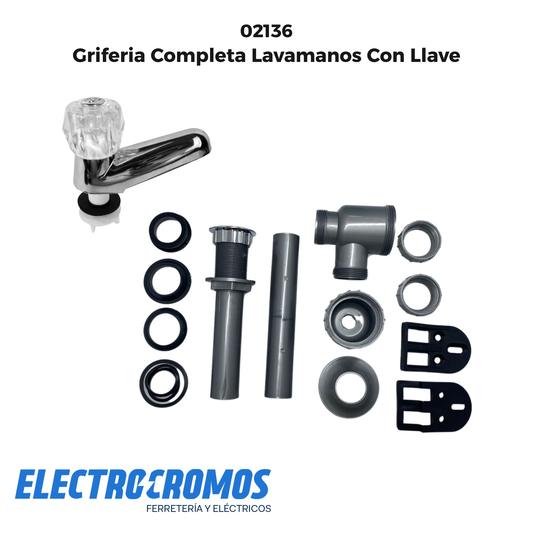 Griferia Completa Lavamanos Con Llave