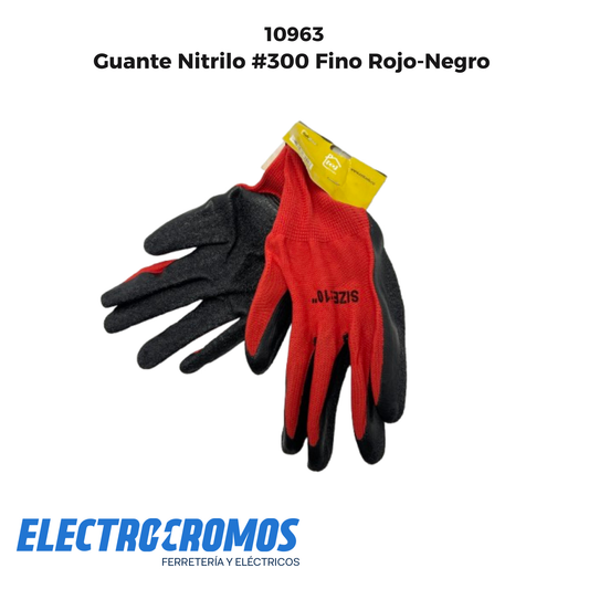 Guante Nitrilo #300 Fino Rojo-Negro